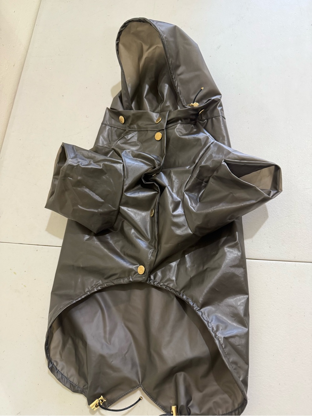 Memari Waterproof Brown Dog Raincoat with Hood - Picture 3 of 6